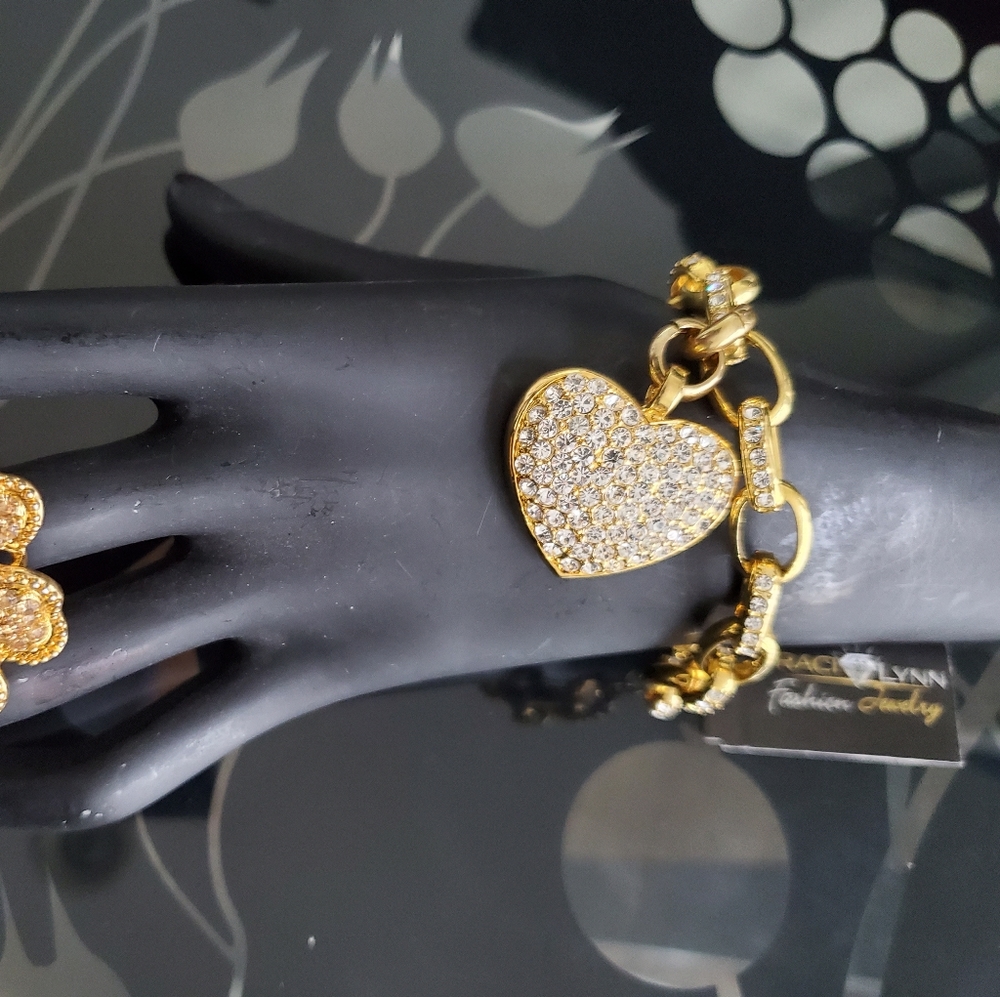 New Gold Charm Bracelet with Australian Crystals